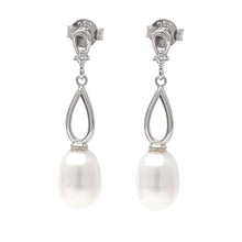 Freshwater Pearl &amp; Cubic Zirconia Sterling Silver Stud Earrings
