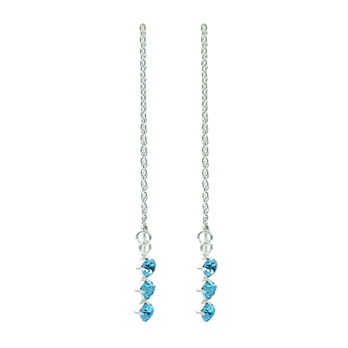 Aquamarine Cubic Zirconia Sterling Silver Threader Earrings