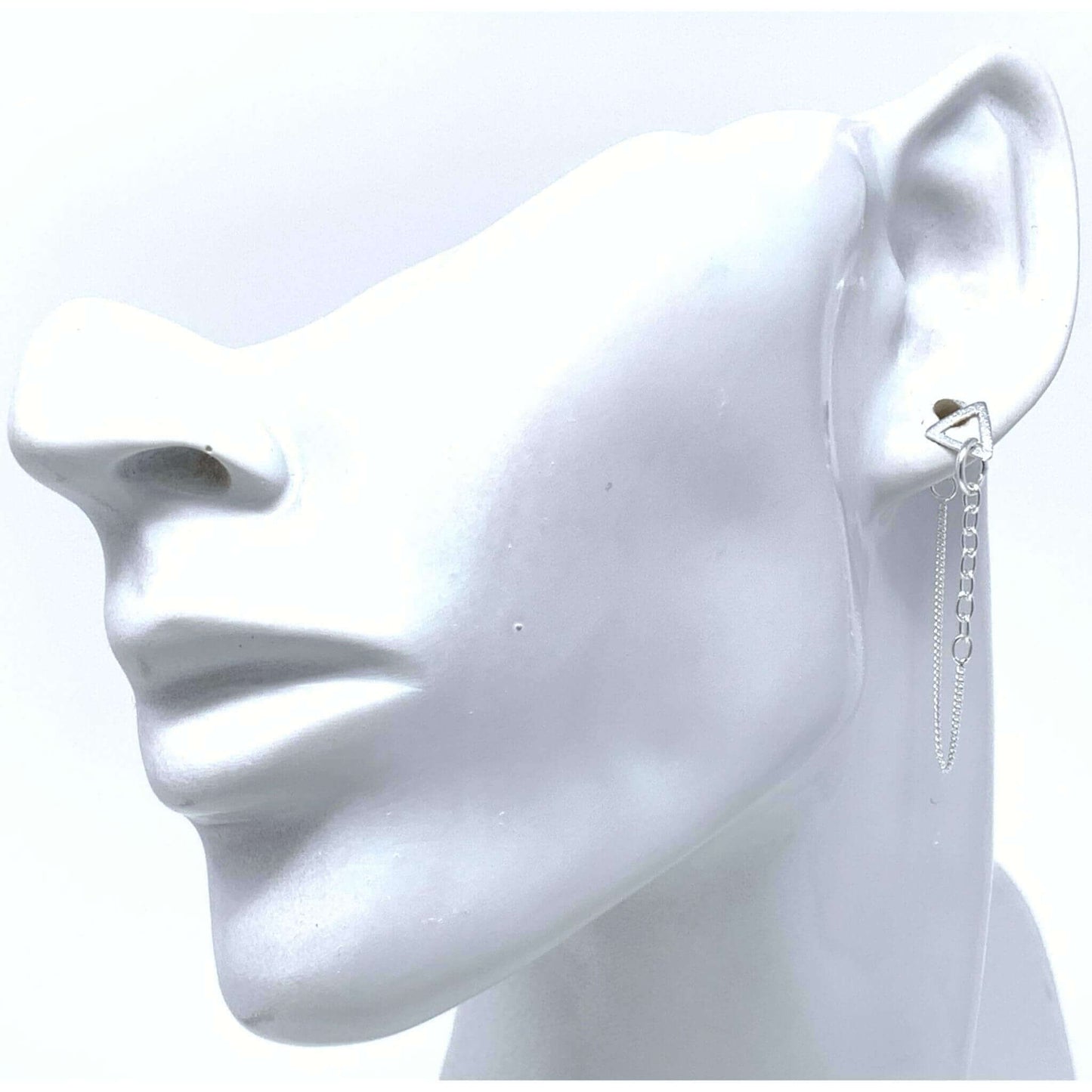 Sterling Silver Triangle Chain Link Earrings - Drop Earrings