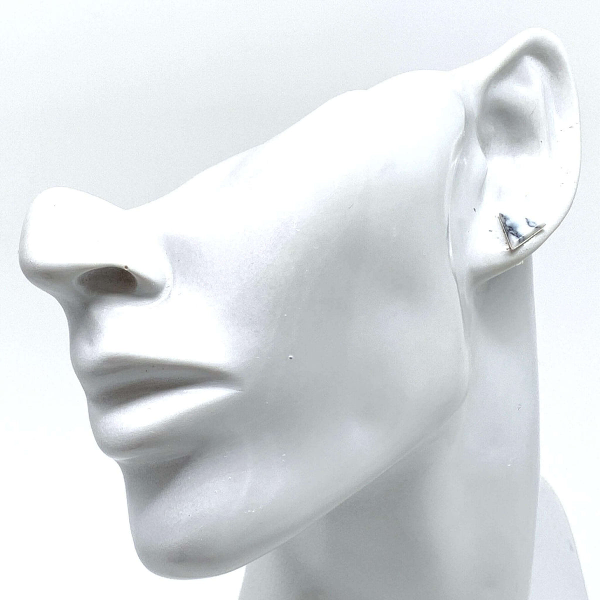 Sterling Silver Triangle Stud Earrings With White Howlite