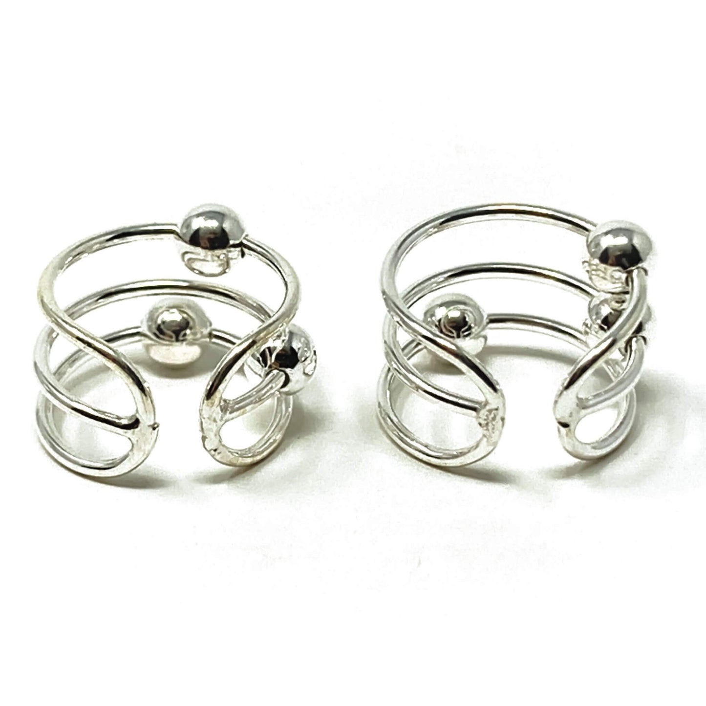 Sterling Silver Triple Ball Ear Cuff Earrings