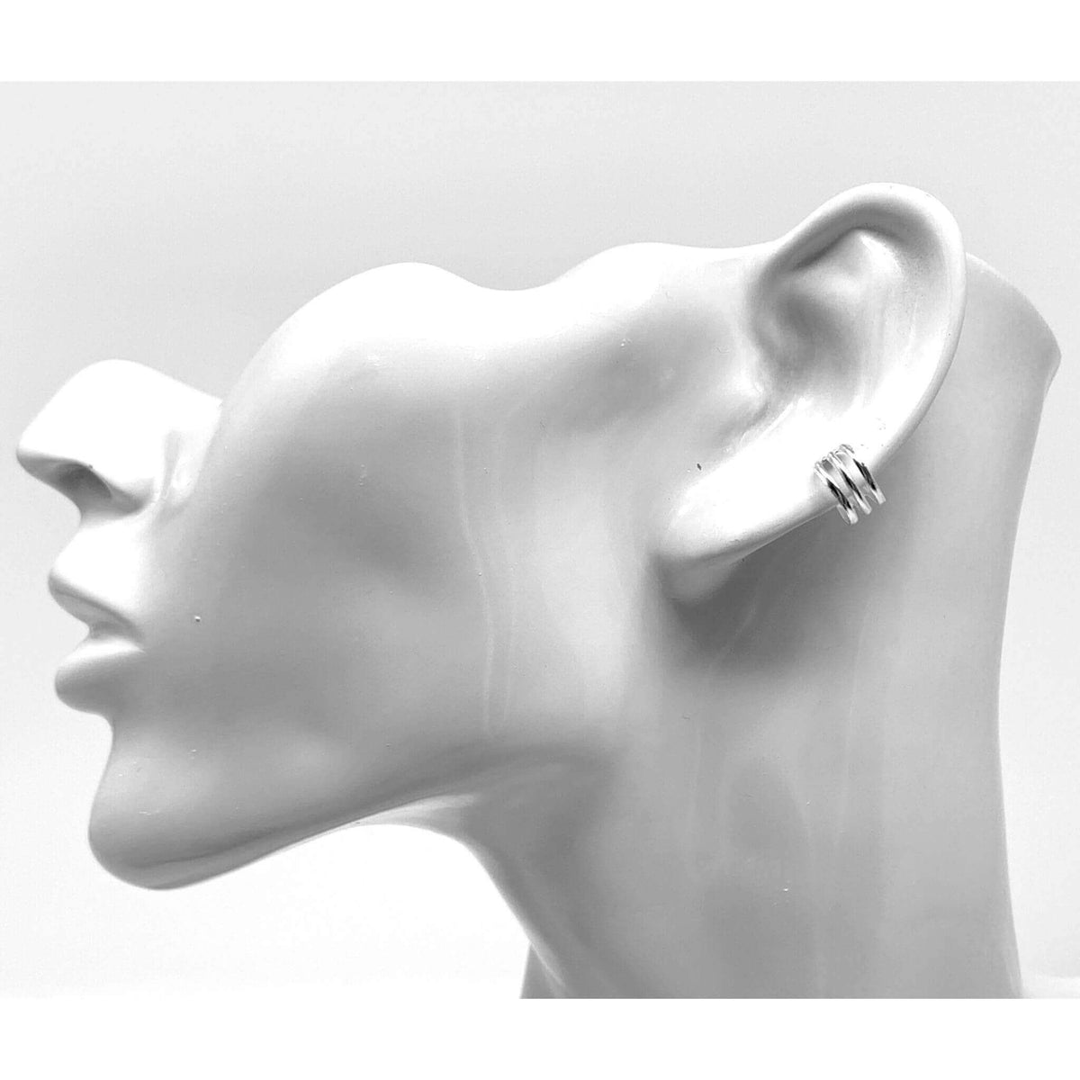 Triple Band Sterling Silver Ear Cuff Earrings
