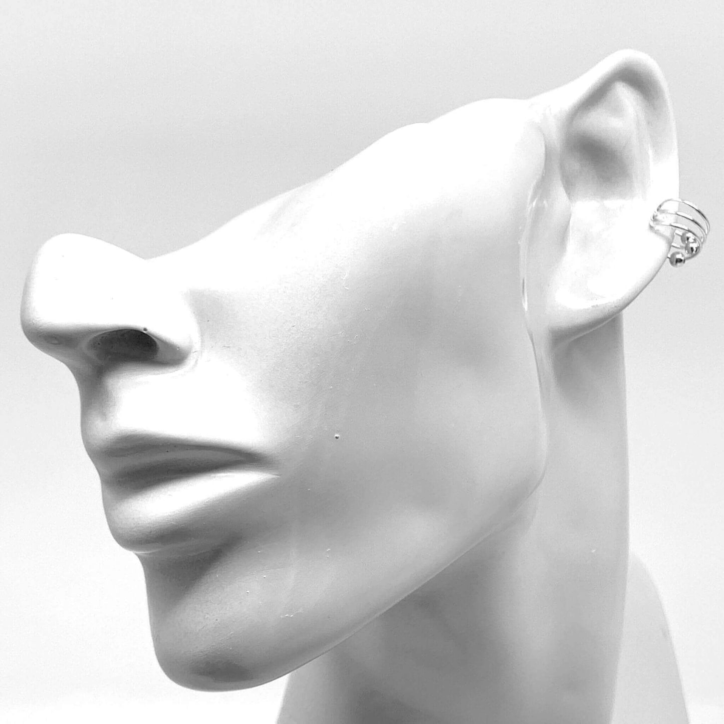 Sterling Silver Triple Layered Ball Cuff Earrings