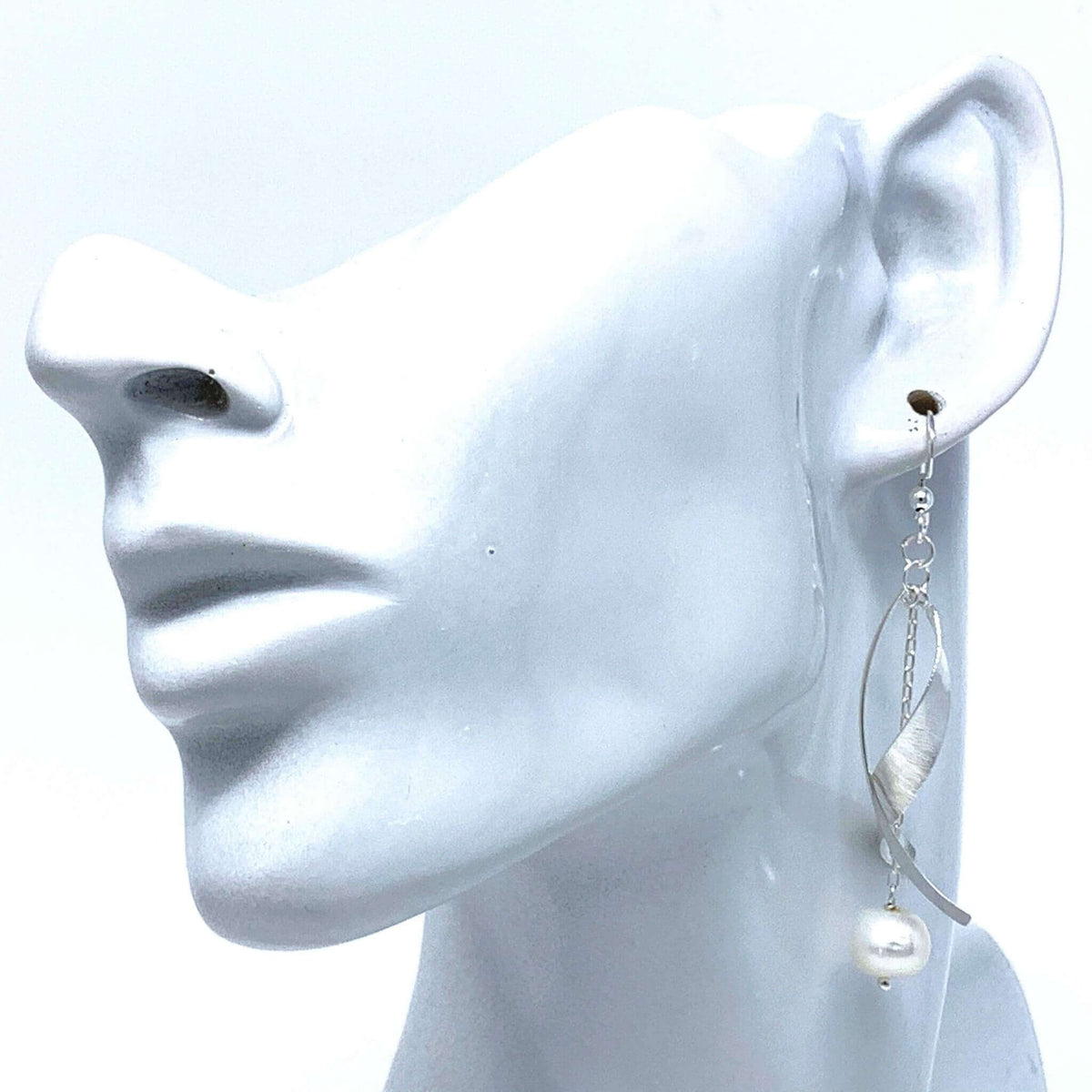 Sterling Silver Twist Freshwater Pearl Earrings