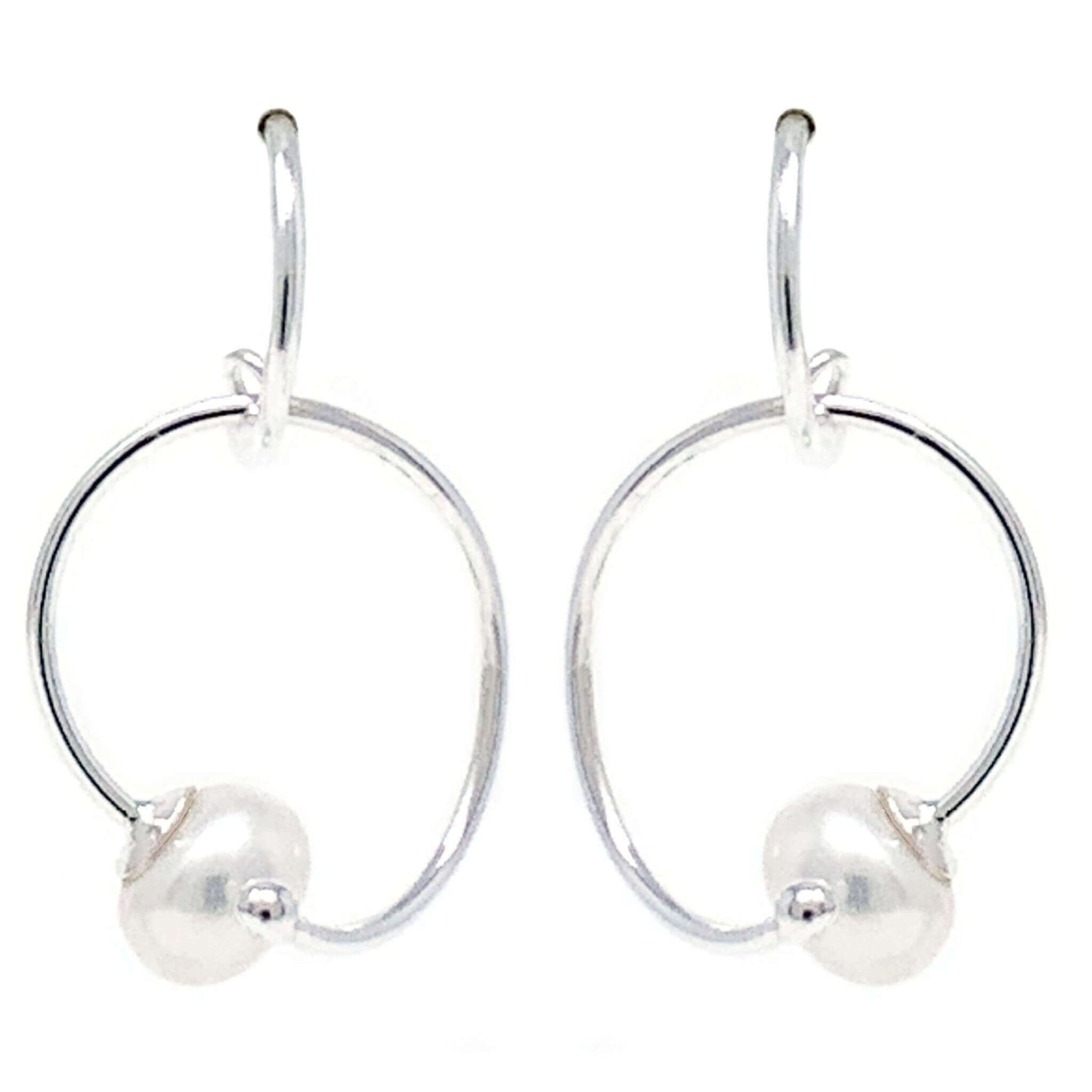 Sterling Silver Twisted Pearl Hoop Earrings