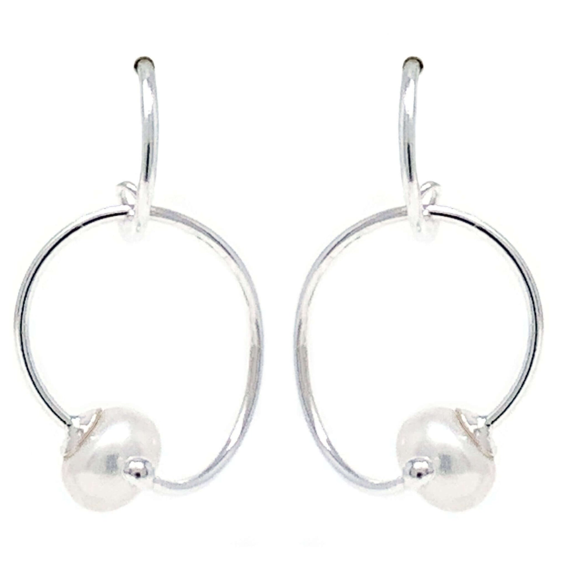 Sterling Silver Twisted Pearl Hoop Earrings