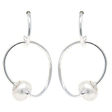 Sterling Silver Twisted Pearl Hoop Earrings
