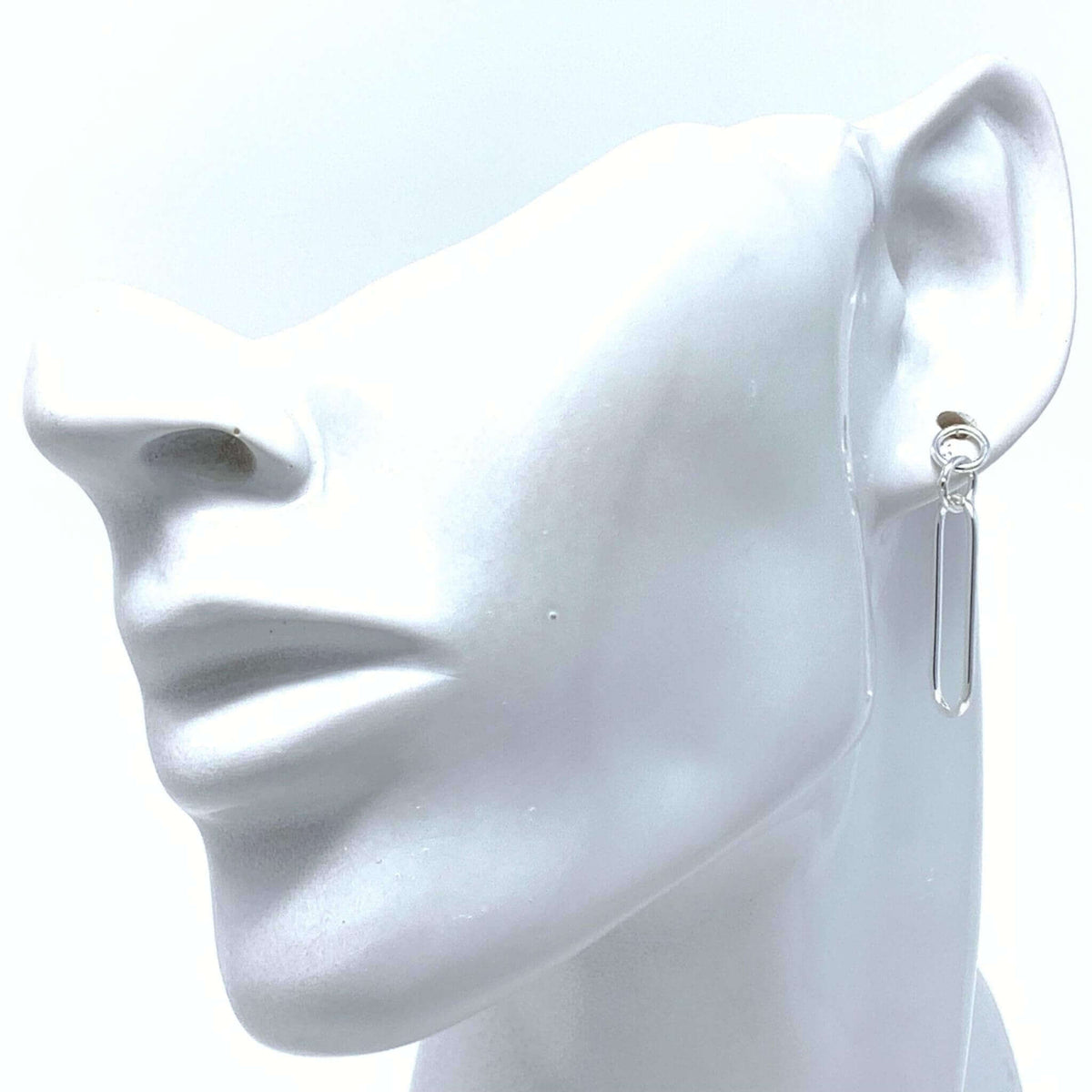 Stud Linked Circle & Oval Sterling Silver Earrings - Fine Jewelry