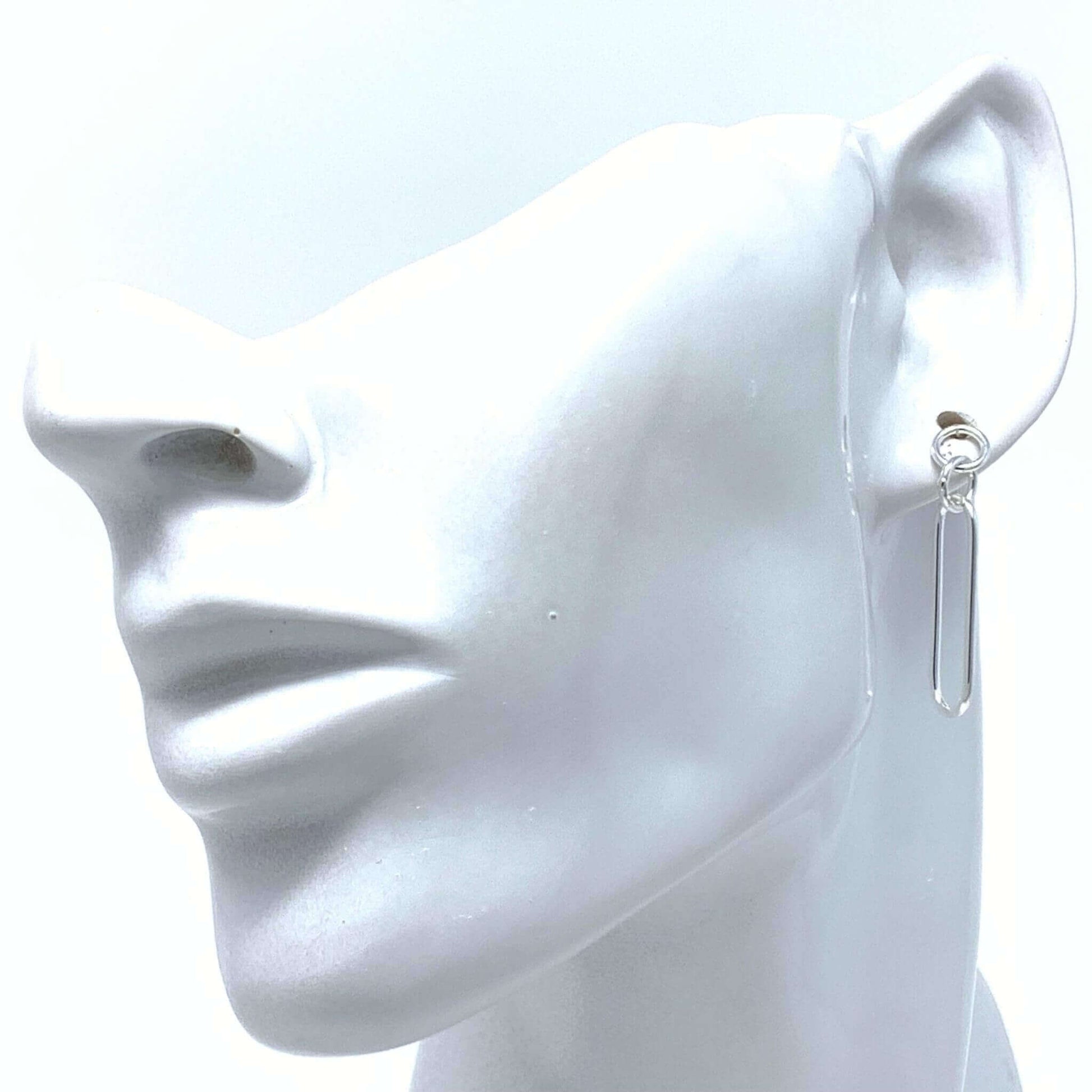 Stud Linked Circle & Oval Sterling Silver Earrings - Fine Jewelry