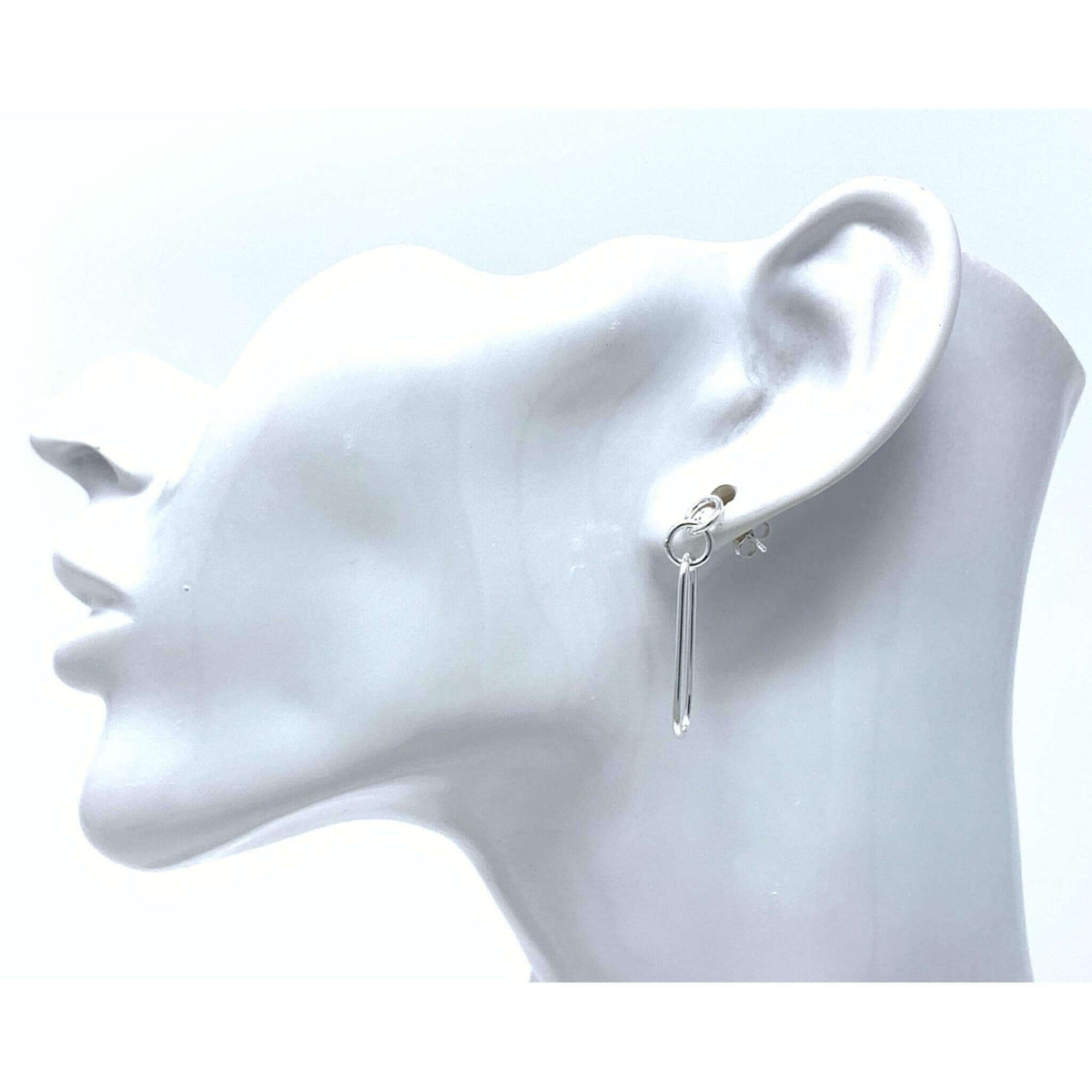 Stud Linked Oval & Circle Earrings In Sterling Silver