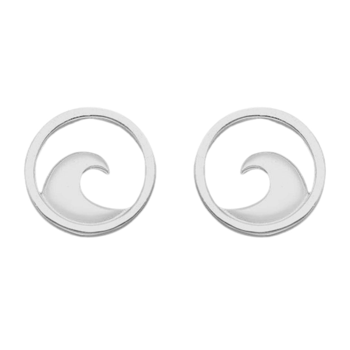 Stud Ocean Wave Earrings In Sterling Silver