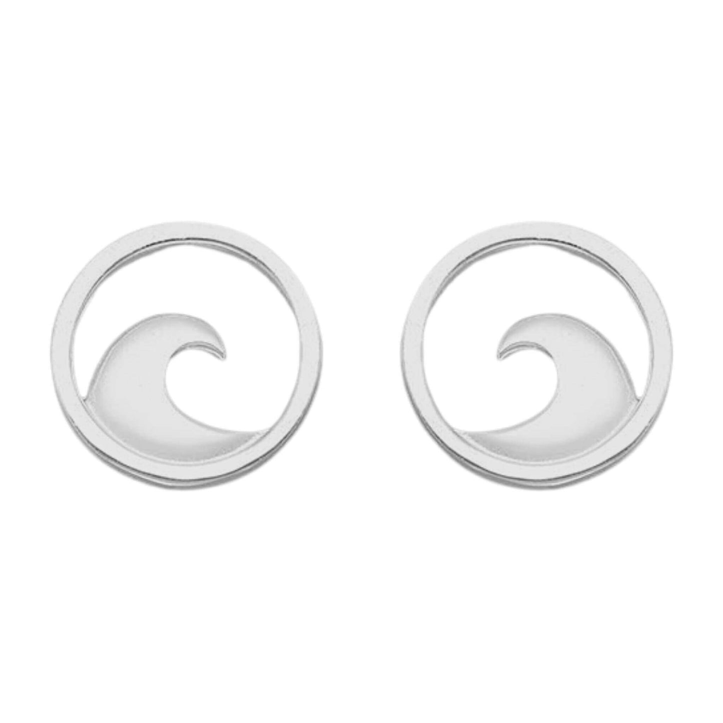 Stud Ocean Wave Earrings In Sterling Silver