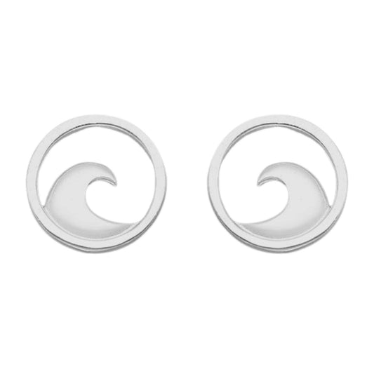 Stud Ocean Wave Earrings In Sterling Silver