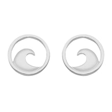 Stud Ocean Wave Earrings In Sterling Silver
