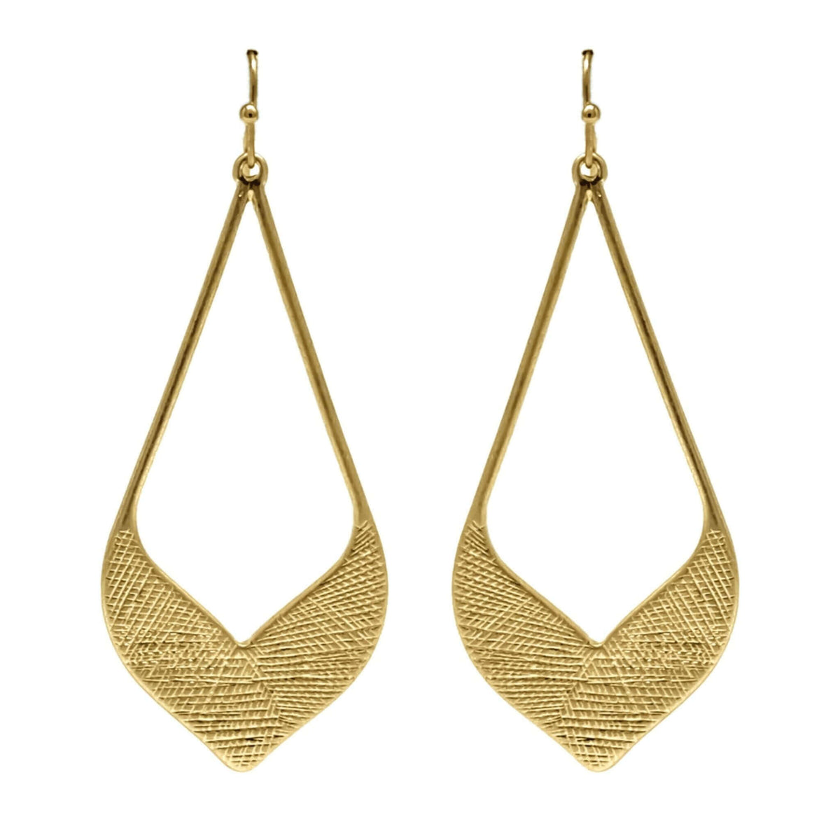 Textured Boho Gold Teardrop Earrings - Costume Fashion Jewelry