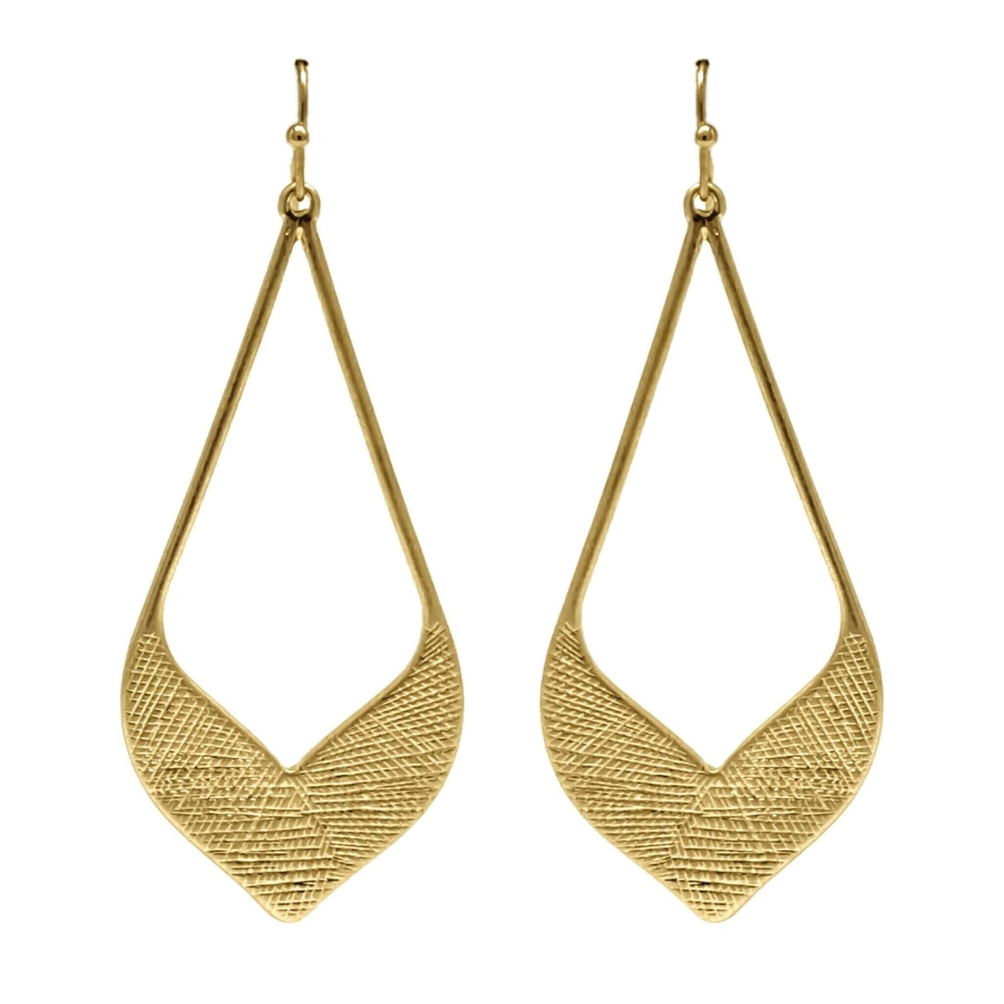 Textured Boho Gold Teardrop Earrings - Costume Fashion Jewelry