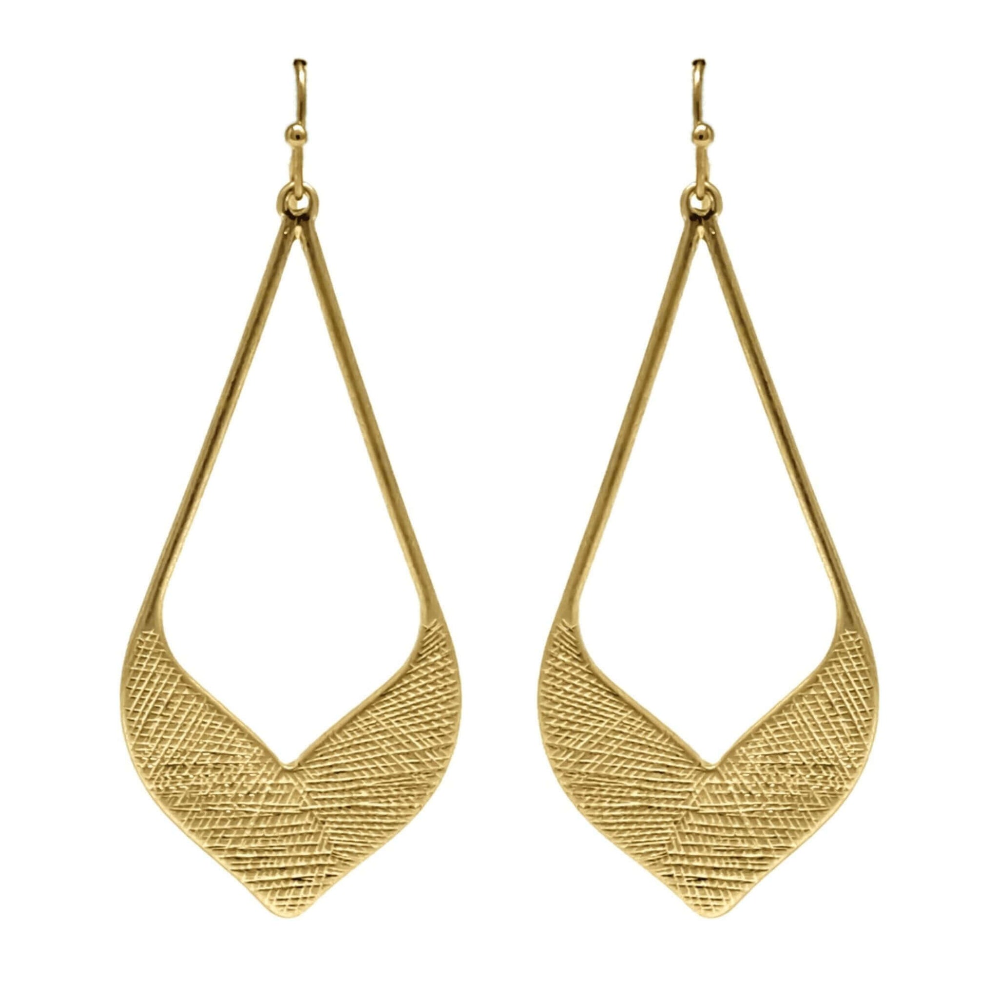 Textured Boho Gold Teardrop Earrings - Costume Fashion Jewelry