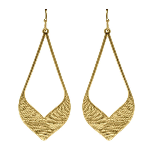 Textured Boho Gold Teardrop Earrings - Costume Fashion Jewelry