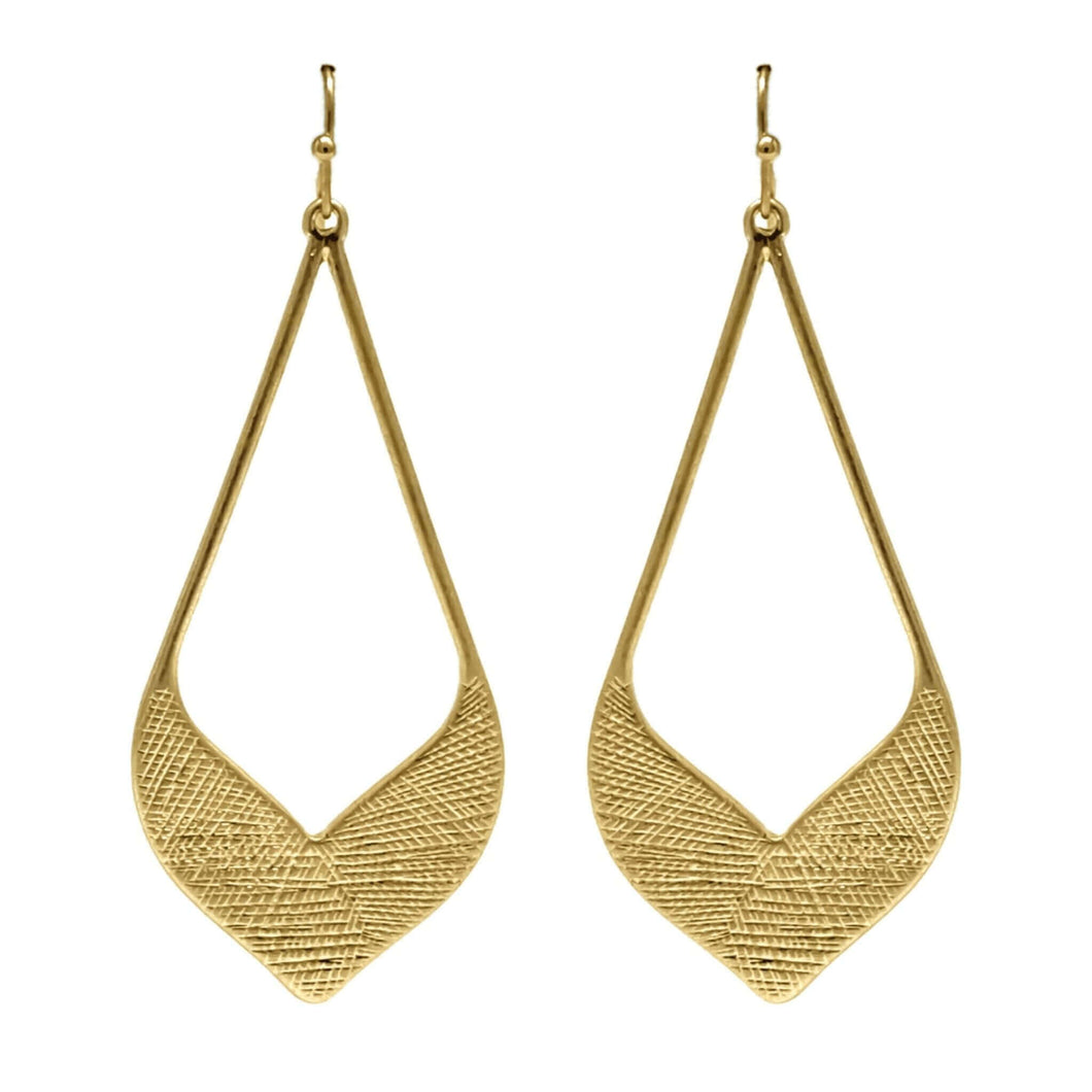 Textured Boho Gold Teardrop Earrings - Costume Fashion Jewelry