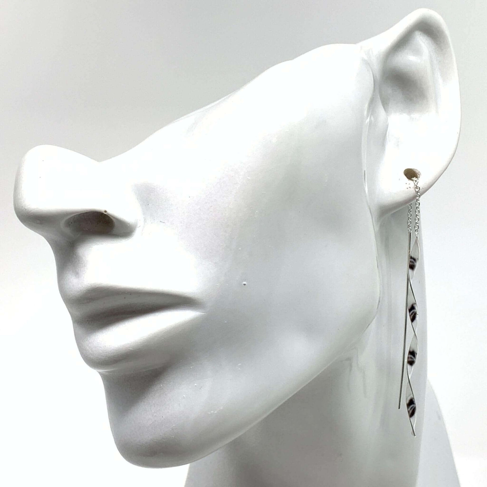 Threader Spiral Twist Earrings In Sterling Silver