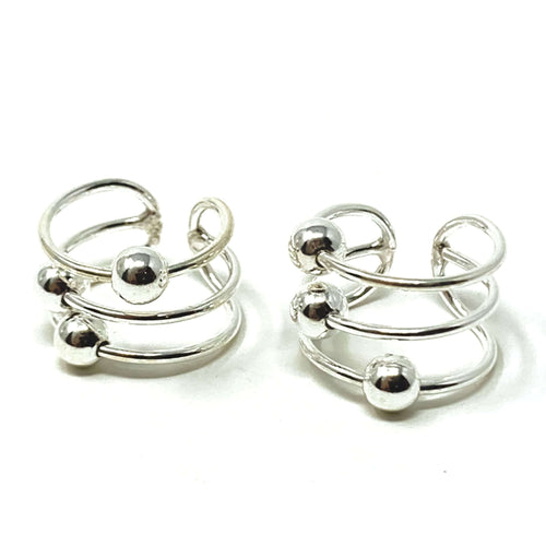 Triple Ball Sterling Silver Ear Cuffs - SeaSpray Jewelry