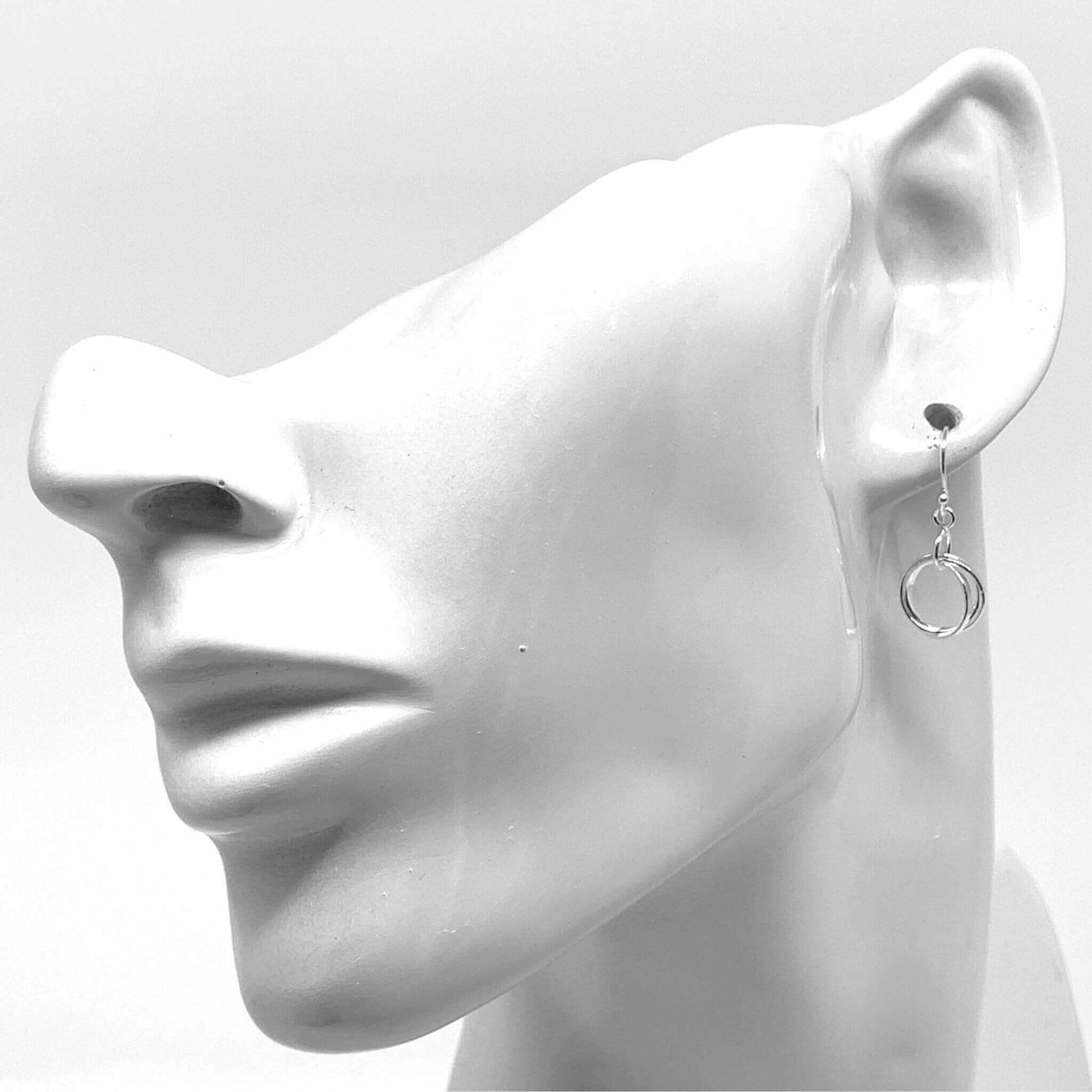 Triple Circle Interlocking Earrings In Sterling Silver