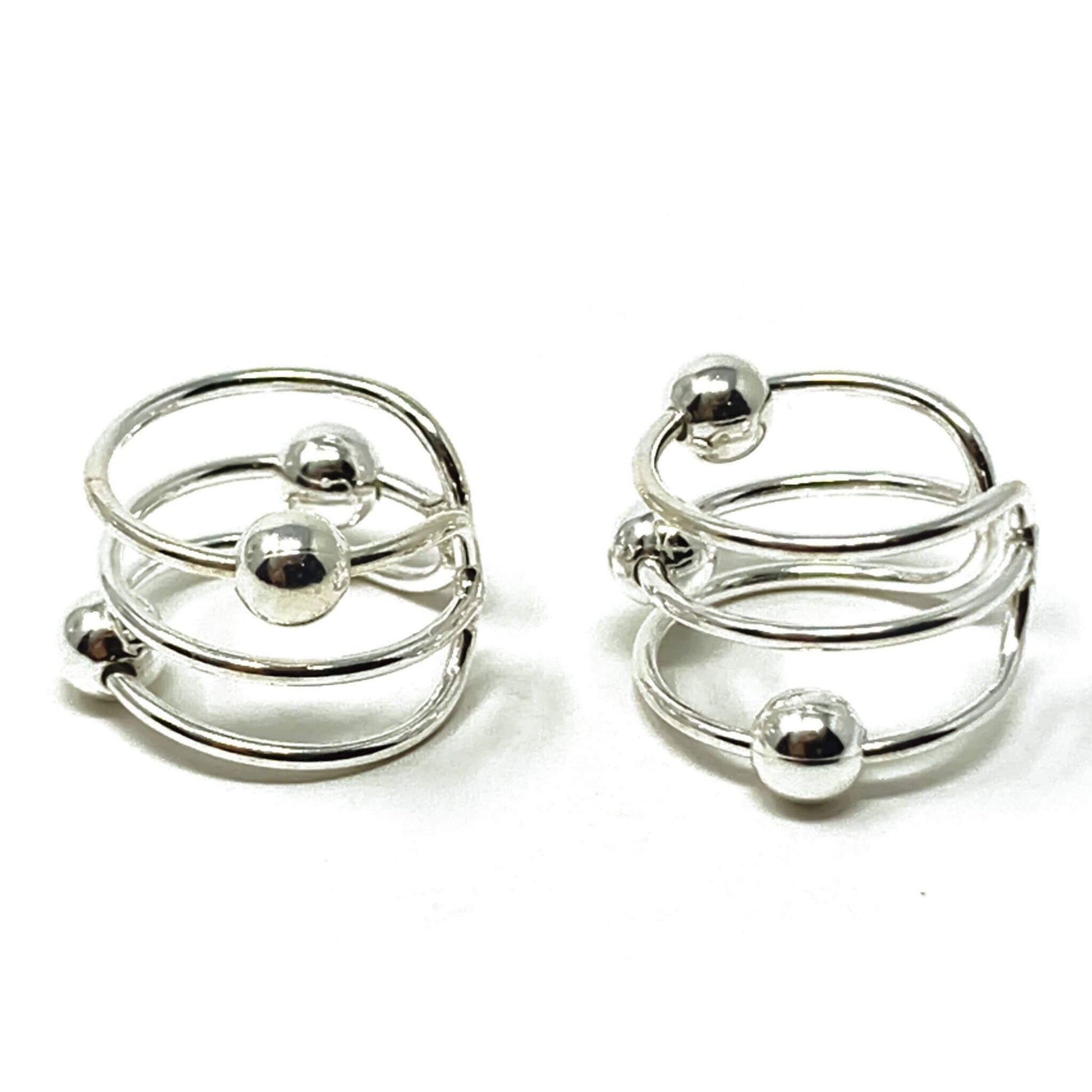 Triple Sterling Silver Ball Ear Cuff Earrings