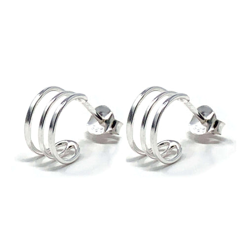 Small Triple Sterling Silver Hoop Earrings - Fine Jewelry