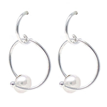 Twisted Sterling Silver Ball Freshwater Pearl Hoop Earrings
