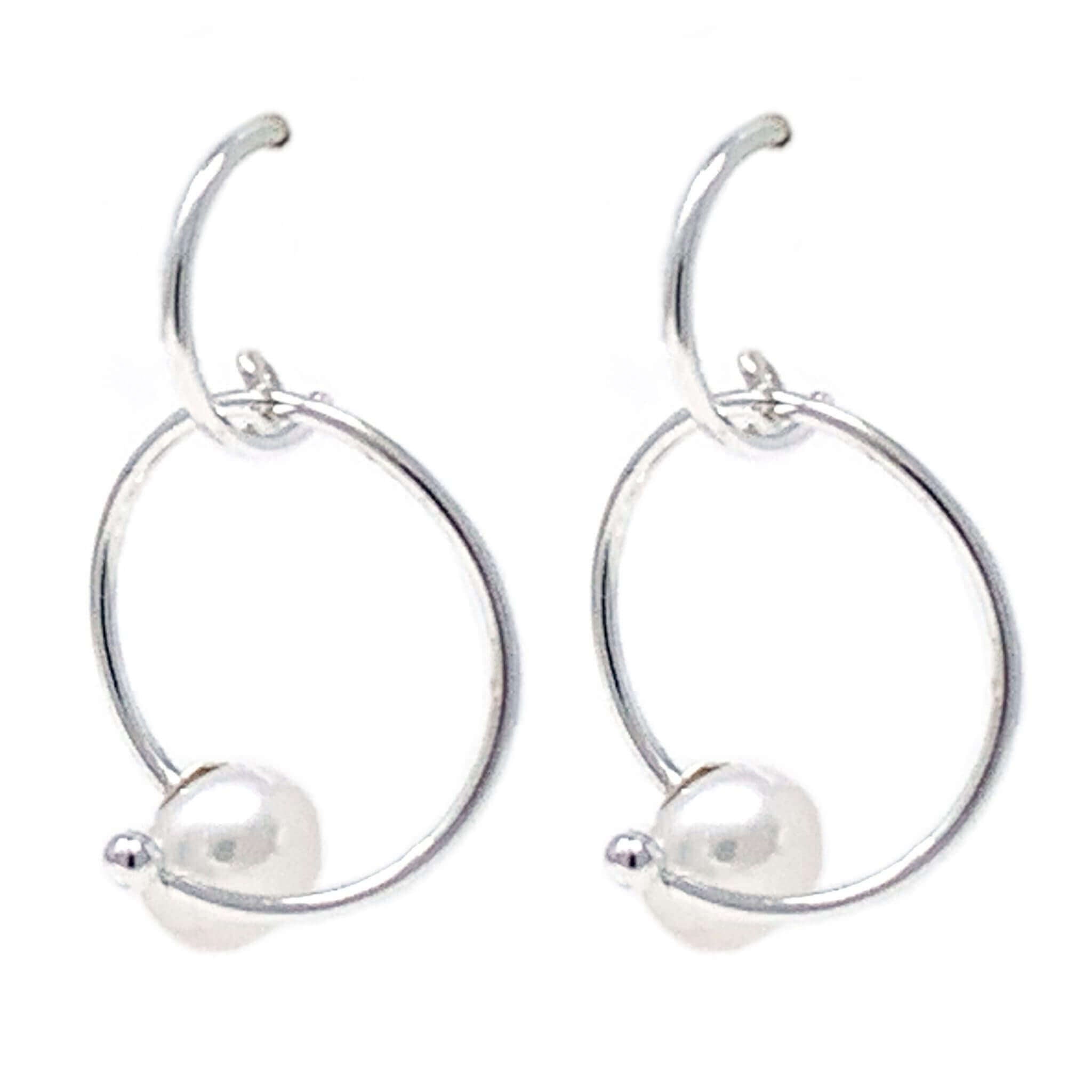 925 Sterling Silver Freshwater Pearl Cubic Zirconia Hoop store Earrings