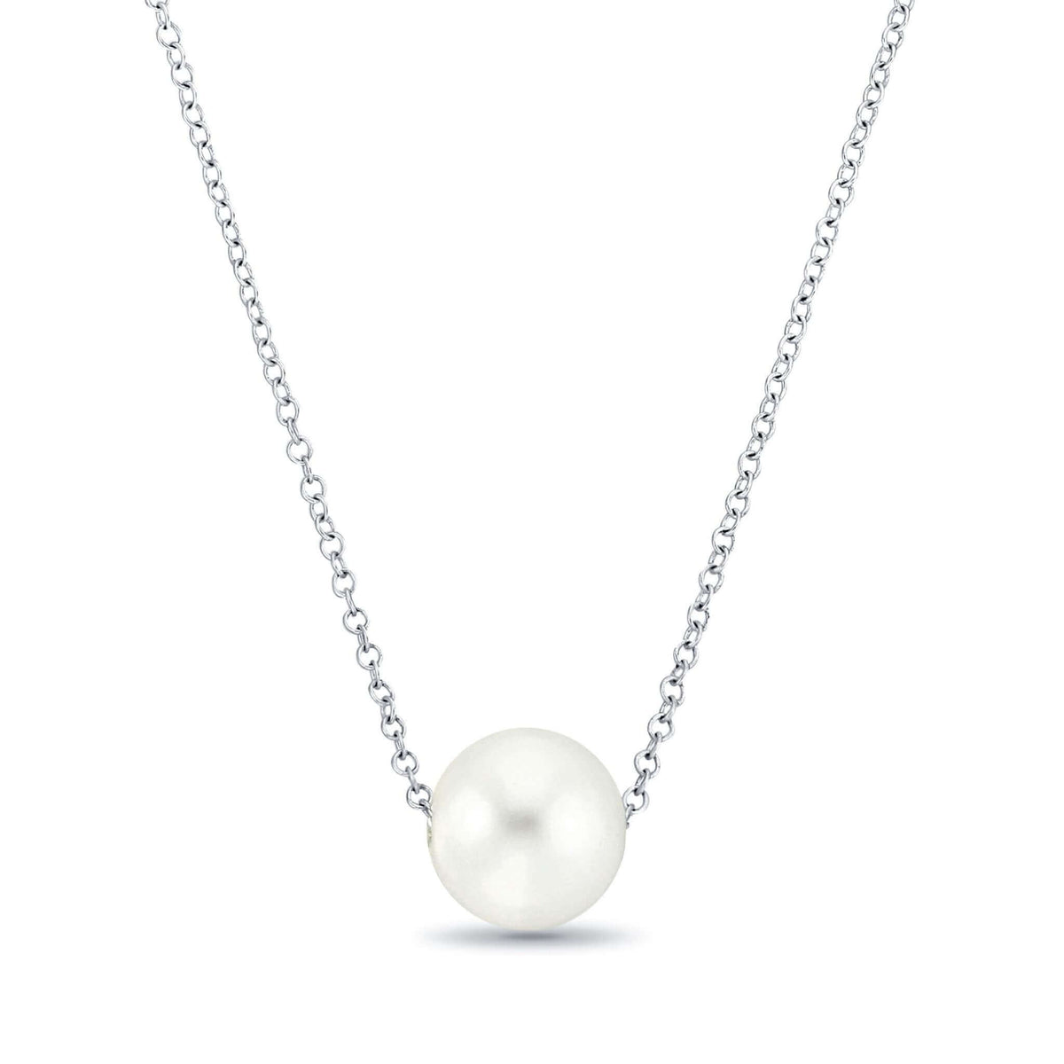 Freshwater pearl necklace gift, sterling silver, elegant white pearl