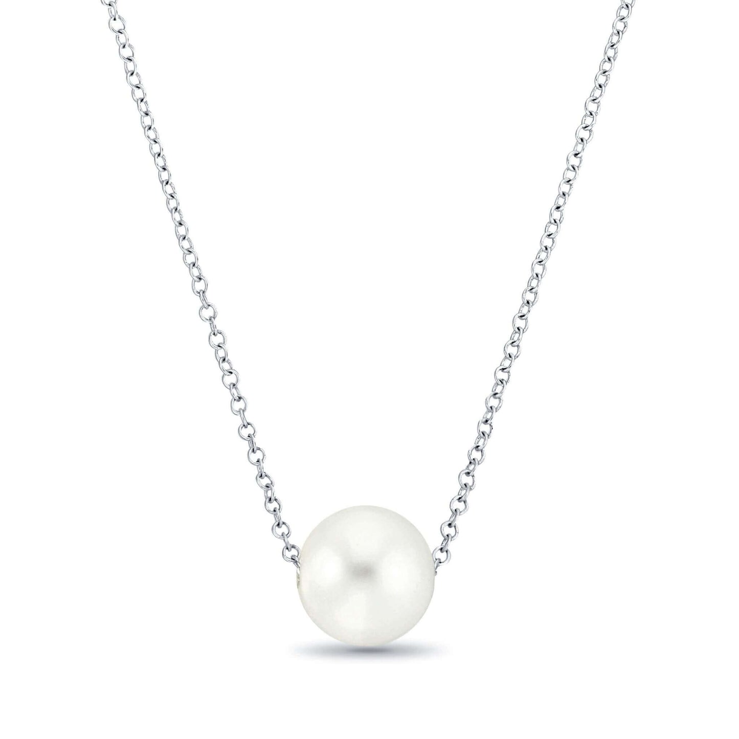 Freshwater pearl necklace gift, sterling silver, elegant white pearl