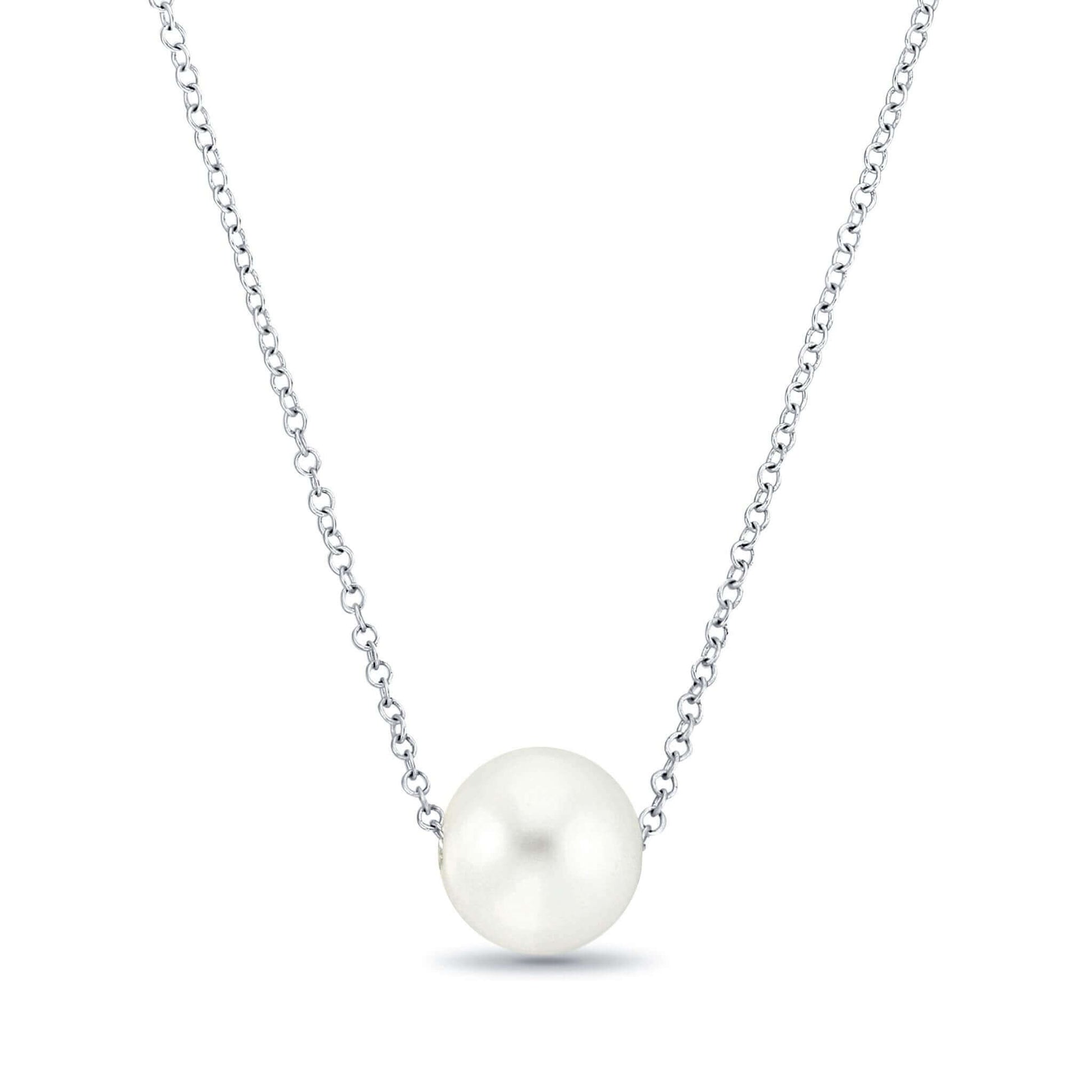 Freshwater pearl necklace gift, sterling silver, elegant white pearl