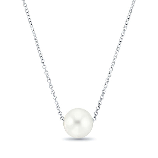 Freshwater pearl necklace gift, sterling silver, elegant white pearl