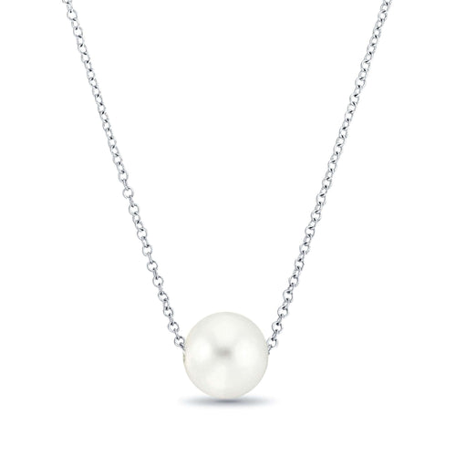White Freshwater Pearl Sterling Silver Chain Necklace
