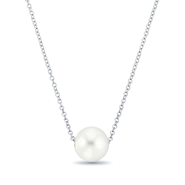 Freshwater Pearl Necklace | Floating, Sterling Silver | Everyday