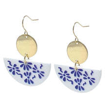 White Half Circle Fan Earrings
