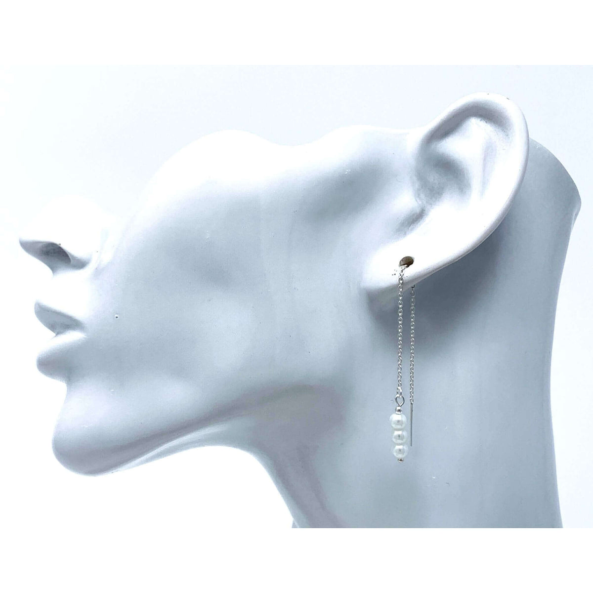 White Pearl Sterling Silver Threader Earrings