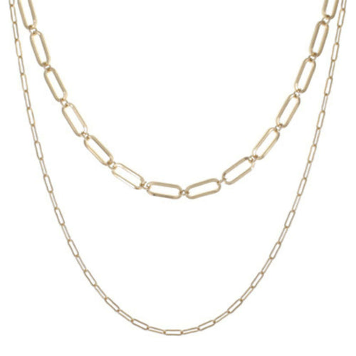 Worn Gold Double Chain Necklace