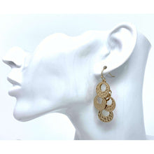 Worn Gold Hammered Open Circle Chandelier Earrings - Costume Jewelry
