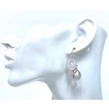 Worn Silver Hammered Open Circle Chandelier Earrings - Costume Jewelry
